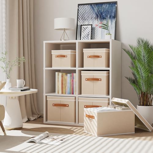 Beige Foldable Storage Bins,10.2×7.8×6.7 In,Shelf Baskets,5-Pack - Image 5