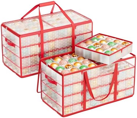 SONGMICS Large Christmas Ornament Storage Boxes, Set of 2, with 256 Slots by SONGMICSbySONGMICSHOME