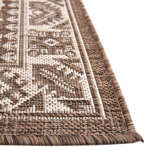 Rugs.com - Outdoor Aztec Rug – 6 Ft Runner Brown Indoor/Outdoor Rug – Washable Flatweave for Patios, Porches, and Hallways - Image 7