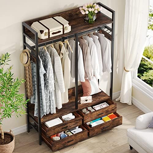 Tribesigns Freestanding Closet Organizer, Garment Rack with 4 Drawers - Image 6