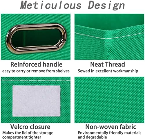 Closet Organizers Fabric Storage Bins With Lids Collapsible Cube Storage Organizer Basket With Handles,Storage Boxes for Clothes Storage,Office,Laundry,Shelves,6 Pack,（Green） - Image 7