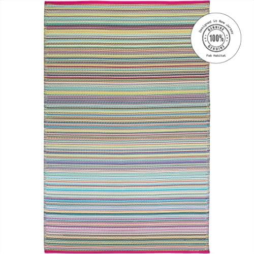 Fab Habitat Outdoor Rug - Waterproof, Fade Resistant, Crease-Free - Premium Recycled Plastic - Striped - Patio, Deck, Porch, Balcony, Laundry Room - Cancun - Candy - 4 x 6 ft - Image 3