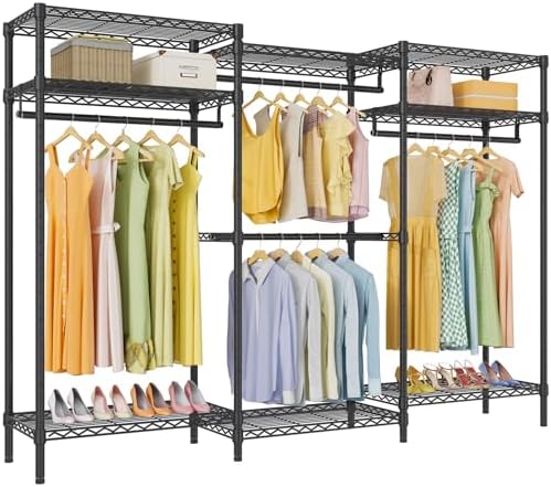VIPEK V5i Plus Wire Garment Rack Heavy Duty Clothes Racks for Hanging Clothes, Large Free Standing Wardrobe Closet Metal Clothing Racks with Adjustable Shelves for Bedroom, Black by VIPEK
