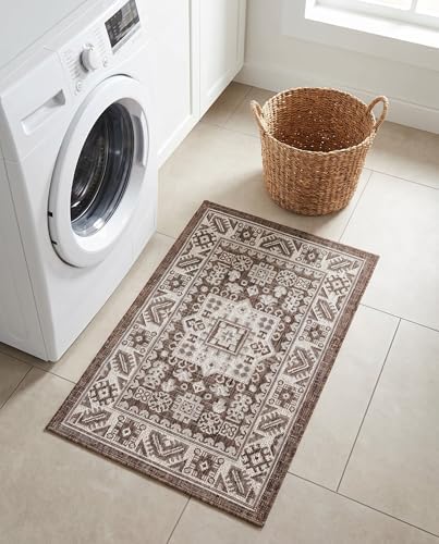 Rugs.com - Outdoor Aztec Rug – 2' x 3' 1 Brown Indoor/Outdoor Rug – Weather Resistant Flatweave for Patios, Decks, and Entryways - Image 6