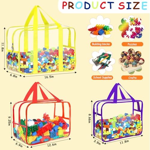 6 Colors Large, XL, XXL Toy Storage Bags with Labels Clear Toy Organizer - Image 2