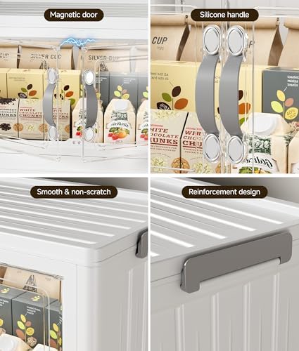 Hanyi 175 QT Stackable Storage Bins with Lids, 5 Tier Collapsible Plastic Storage Cabinet with Magnetic Doors, Removable Top Lid, Locking Wheels, Closet Organizer for Bedroom, Pantry, Office - Image 6