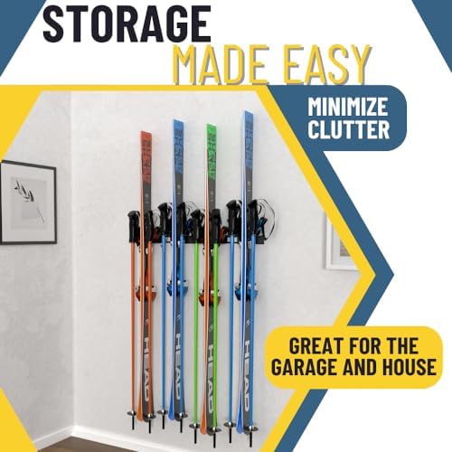Koova Heavy Duty Steel 32" Ski Rack for Garage Wall Storage - Image 5