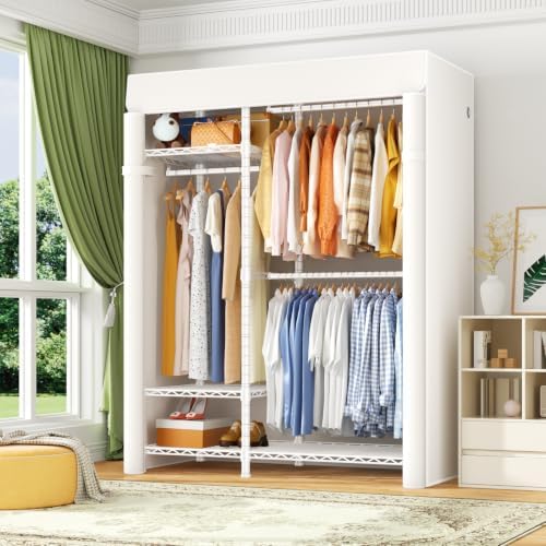 ULIFHOME F7C Medium Clothes Rack with Cover, 6-Tier Covered Clothing Rack - Image 2