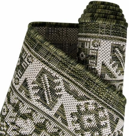 Rugs.com - Outdoor Aztec Rug – 3' 1 x 5' 3 Oval Green Indoor/Outdoor Rug – Weather-Resistant Flatweave for Patio, Deck, and Porch - Image 7