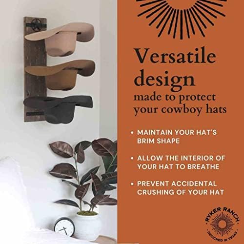 Ryker Ranch Cowboy hat Rack for Wall | Western hat Rack | Rustic Wood and Metal Cowboy hat Hanger - Image 4