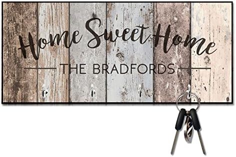 Pattern Pop Personalized Rustic Wood Plank Look Home Sweet Home Key Hanger by PatternPop