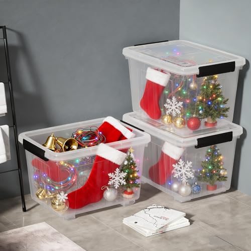 50 L Latching Storage Bins with Wheels, 4 Pack - Image 5