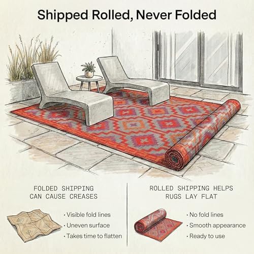 Fab Habitat Outdoor Rug - Waterproof, Fade Resistant, Crease-Free - Premium Recycled Plastic - Vintage Kilim - Porch, Deck, Balcony, Hallway, Poolside - Lhasa - Orange & Violet - 2.5 x 8 ft Runner - Image 4
