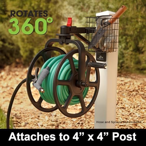 Liberty Garden Single Arm Navigator Hose Reel with Pull Up Latch, Black - Image 5