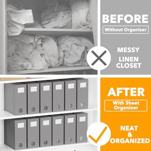 SpaceAid 12 Pack Bed Sheet Organizers and Storage, Foldable Sheet Organizer for Linen Closet, Sheets Set Folder Keeper with Window XL (Queen & King Size) Bedding Container (Gray, 12 Pack) - Image 2