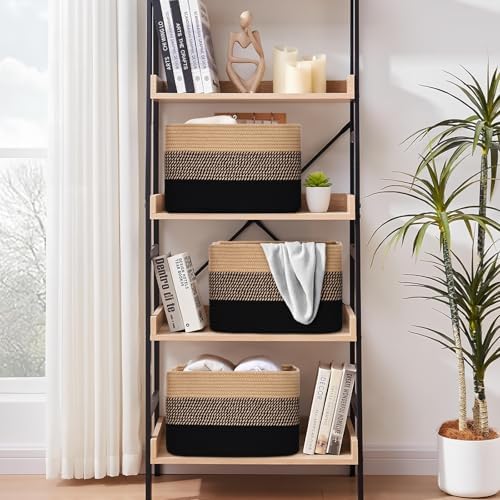 Baskets for Organizing, Storage Baskets, 3 Pack Baskets for Shelfves, 15"×10"×9" Woven Basket, toy storage bins, bins for organization - Image 3