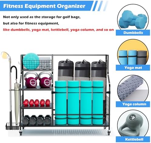 Golf Storage Organizer for Bags, Extra Large Golf Club Racks for Garage Golf Bag Stand Holder for Golf Equipment Accessories - Image 7
