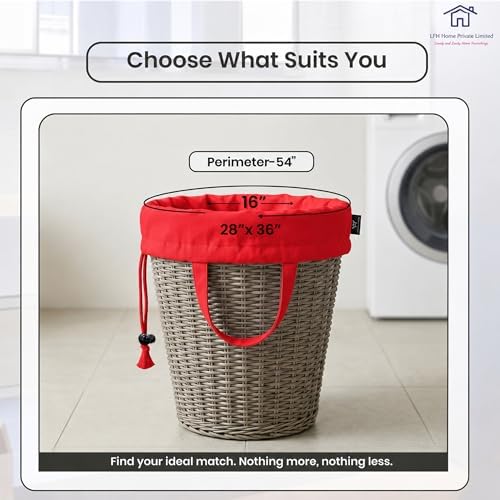 LFH Home Cotton Rich Large Premium Canvas Laundry Bag, Heavy Duty Washable Laundry Hamper with Drawstring & Handles, Multi-Use Clothes Storage for Home, Travel & College, 28"x36" (Pack of 2) - Red - Image 2