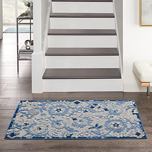Nourison Home Aloha Blue Grey 2'8" x 4' Area Rug - Easy Clean, Non Shedding, Bed Room, Living Room, Dining Room, Kitchen (3' x 4') - Image 3