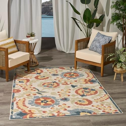 Nourison Home Aloha Grey Multicolor 5'3" x 7'5" Area Rug - Easy Clean, Non Shedding, Bed Room, Living Room, Dining Room, Kitchen (5' x 8') - Image 4