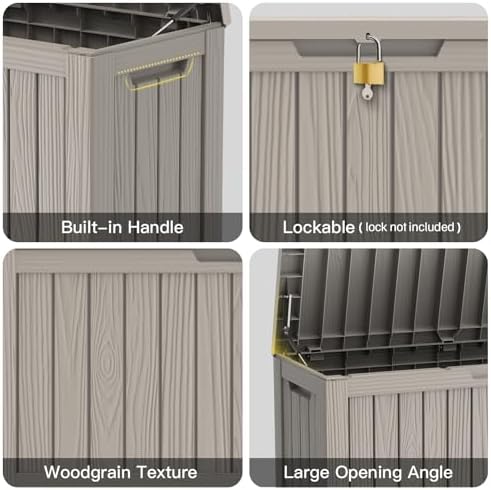 Mars Villa Deck Box, Outdoor Storage Box Waterproof, 80 Gallon, Grey - Image 5