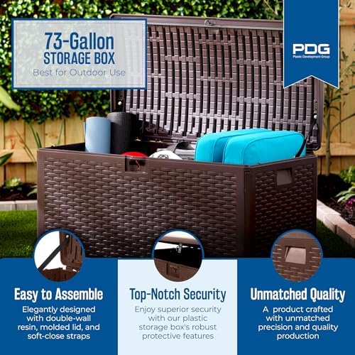 Plastic Development Group Outdoor Storage Deck Box, Standard Closure, 73 Gallon, Java - Image 3