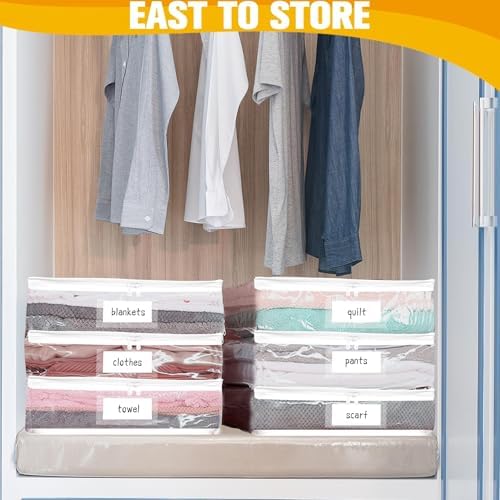 Plastic Storage Bags with Easy-Glide Zipper, Pack of 8, Durable Clear Vinyl Zippered Storage Bags for Clothes Sweaters Comforters Blankets Sheets Bedding (25 x 21 x 11 Inch, Transparent White) - Image 2