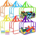 6 Colors Widen X-Large Storage Bags 12.6×9.25×6.9In with Labels, Reusable Clear PVC Board Game Storage, Travel Waterproof Organizer Bags with Zipper for Building Blocks, Puzzle, Stuffed Animals by OPELETNNT
