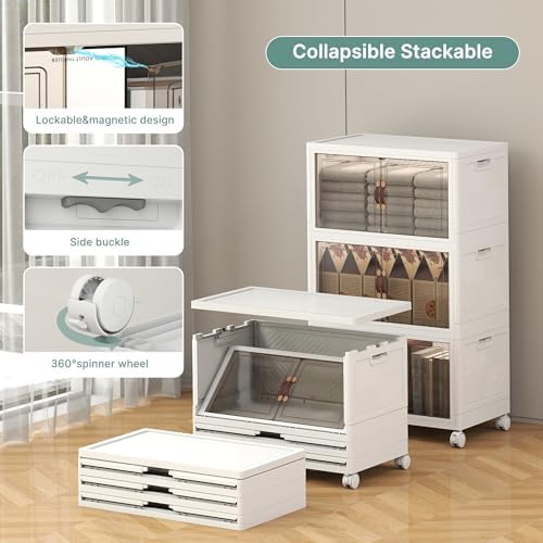 UAMFURI 144QT Lockable Plastic Storage Bins, 3 Pack Collapsible Cabinets - Image 3