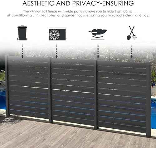 Kozyard 50" W x 48" H Privacy Screens Fence Panel Specifically for Hard Surfaces, Aluminum Post, Air Conditioner Fence Panels, Pool Equipment Enclosure, Trash Can Screens Fence with Anchored Base - Image 4