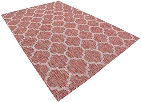 Unique Loom Outdoor Trellis Collection Area Rug (6' 1" x 9' Rectangle, Rust Red/ Ivory) - Image 5