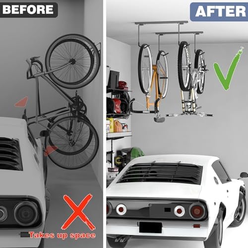WALMANN Ceiling Mounted Bike Rack for Garage, Ceiling Bike Storage - Image 6