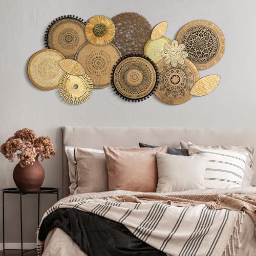 Xuhal 15 Pcs Boho Wall Basket Decor Handcrafted Seagrass Woven Wall Basket Rustic Round Woven Hanging Art for Home Farmhouse Kitchen Table Living Room(Mixed Colors Style) - Image 4