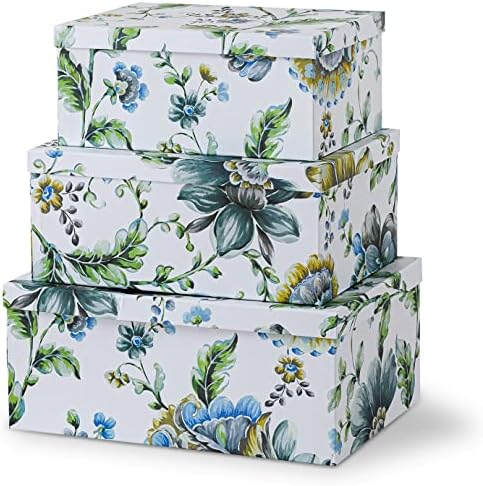 Soul & Lane - Breezy Bloom Floral Storage Boxes with Lids, Set of 3 by SoulLane