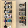 VyGrow Over The Door Organizer, Metal Door Organizer Hanging with 5 Adjustable Baskets and Coat Hook, Behind The Door Storage for Bedroom Closet Bathroom Pantry Cabinet Kitchen, Black by VyGrow