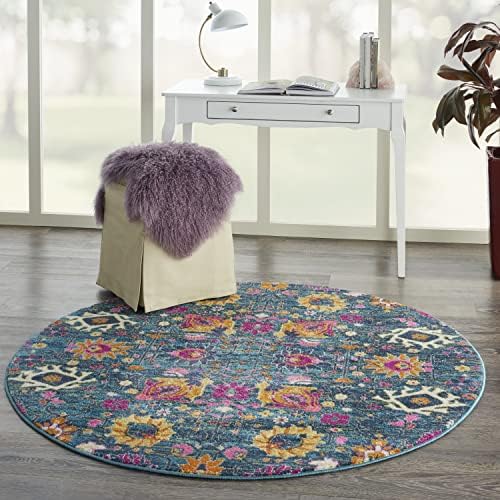 Nourison Home Passion Denim 5' x Round Area Rug - Easy Clean, Non Shedding, Bed Room, Living Room, Dining Room, Kitchen (5' x Round) - Image 5