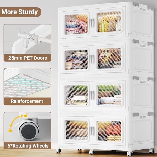 BROVIEW 880 Qt Extra Large Stackable Storage Bin with Lids, 4 Pack White - Image 5