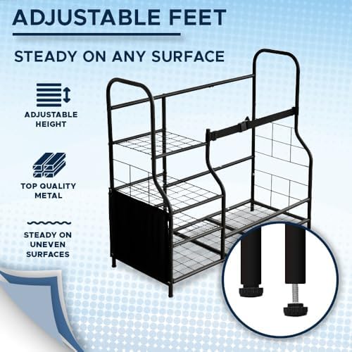 Morvat Golf Storage Bag Organizer, Fits Two Golf Bags, Metal Durable Rack Stand for Golfing Equipment, Golf Balls & Accessories, for Home, Garage, Basement, Shed (Style 2) - Image 3