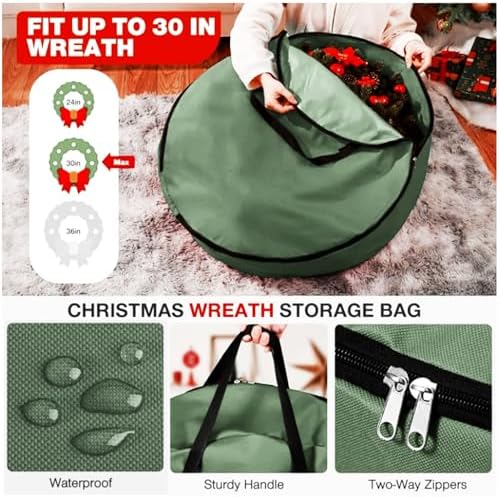 Christmas Tree Storage Bag Set 3pcs Artificial Xmas Tree Storage Bags for 7.5FT with Oxford Cloth Removable Design Convenient Carry Handles (Green) - Image 5