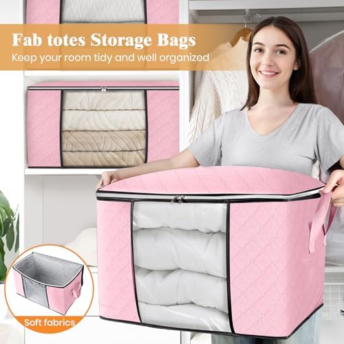 Fab totes 90L Clothes Storage, Foldable Thick Fabric Blanket Storage Bags - Image 5