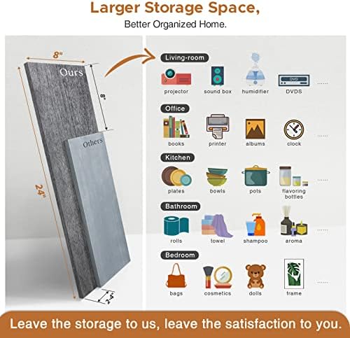 Forbena Gray Floating Shelves Wall Mounted Bookshelf Set of 3, 24 Inches Long 8 Inch Deep Wall Shelves for Bedroom, Bathroom, Living Room, Laundry Room, Kitchen, Office, Closet (Rustic Grey) - Image 2