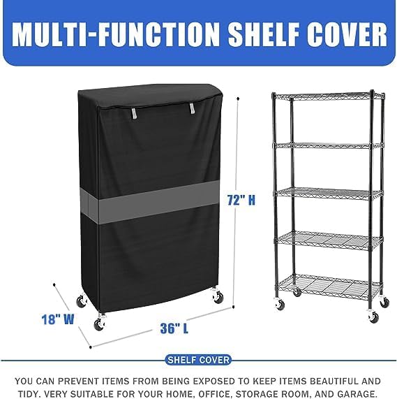 Wire Shelf Cover 36x18x72 Heavy Duty 600D Waterproof Dustproof Zipper - Image 3