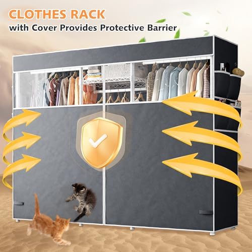 Raybee Clothes Rack with Cover, Portable Closets for Hanging Clothes 900LBS - Image 3