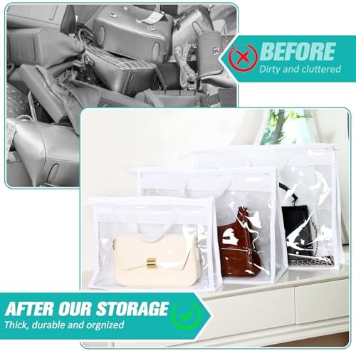Chumia 20 Pack Clear Dust Cover Handbag Storage Organizer 3 Size, White - Image 4
