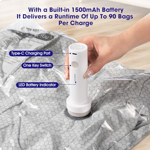 30 Pack Vacuum Storage Bags with Rechargeable Wireless Pump,10 Large 10 Medium 10 Small Space Saver for Travel Home Seasonal Storage Compression Packing Bags for Clothing Blankets - Image 5