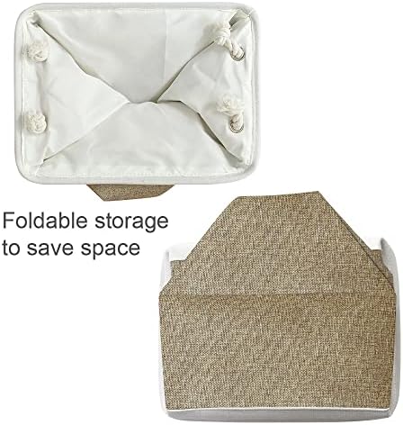 TheWarmHome Organization and Storage Basket for Gifts Empty - 16x12x12 inch Cube Storage bin 3 Pack Fabric Storage Cubes, Collapsible Baskets for Organizer Closet Cloth Gift Toy (White & Khaki) - Image 7