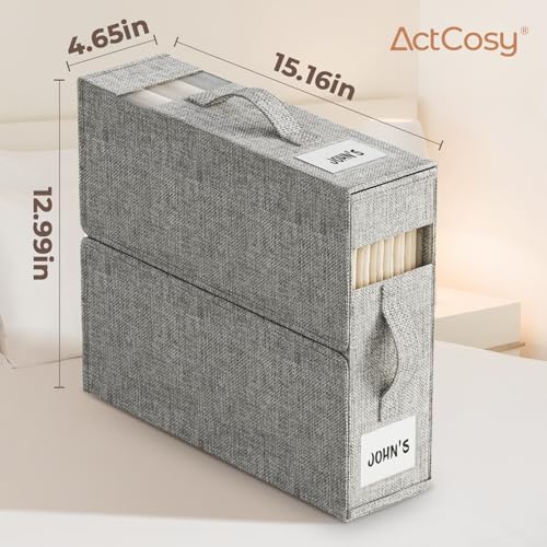 8Pack Sheet Organizers and Storage with Handles – Foldable Linen Closet Storage for King & Queen Sheet Sets – Clear Window & Removable Labels – Dustproof & Space-Saving Design, 8Pack, Grey - Image 5