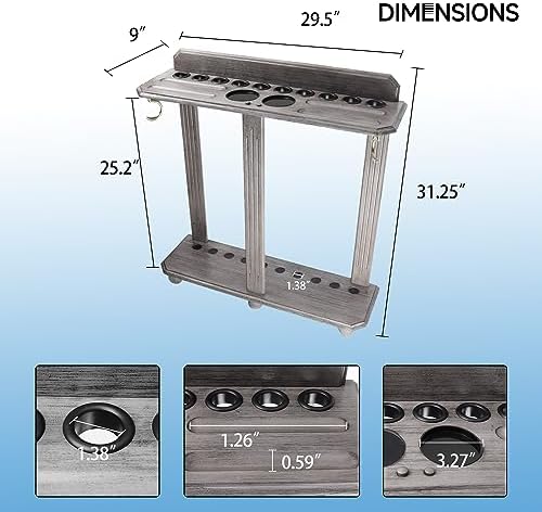 GSE Floor Stand Billiard Pool Cue Racks Only, Hold 10 Cues, Brushed Grey - Image 5