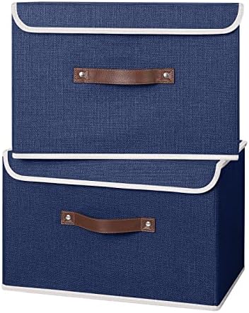 ANMINY Fabric Storage Box Bins with Lids, Blue, 15"x10"x10", 4 Pack - Image 5