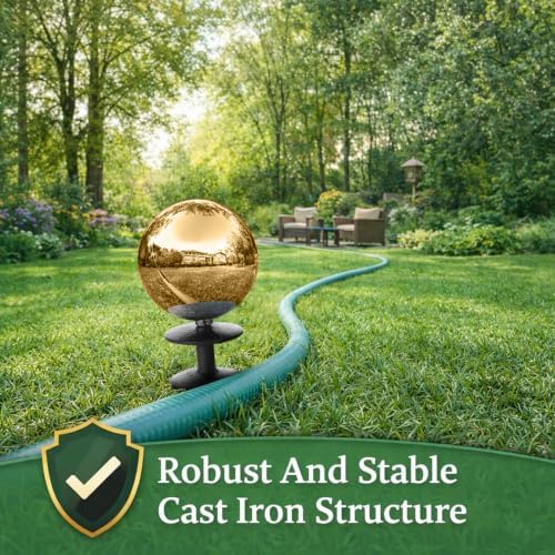 Tandefio 3 Pcs Garden Hose Guide Spike 13.5'' Decorative Ball, Gold - Image 5